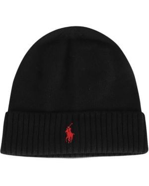 Polo Ralph Lauren Signature-Pony Beanie Hat - Black