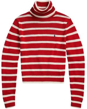 Polo Ralph Lauren Striped Turtleneck Jumper - Red