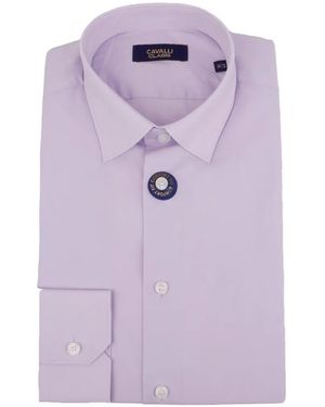 Roberto Cavalli Embroidery Long-Sleeve Shirt - Purple