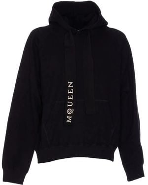 McQueen Logo-print kangaroo-pocket hoodie - Blau