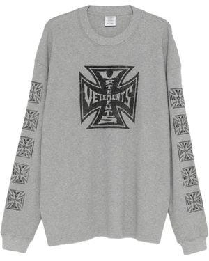 Vetements Biker Cross-Print T-Shirt - Grey