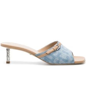 Gcds 60Mm Monogram-Pattern Leather Sandals - Blue