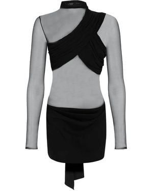 The New Arrivals Ilkyaz Ozel Open-Back Mesh Mini Dress - Black