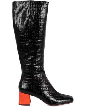 Chie Mihara Voala Croc-Effect Leather Boots - Black