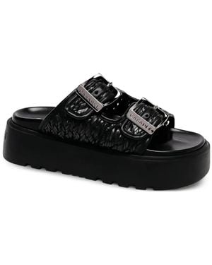 Casadei Suncity Woven Buckle-Strap Sandals - Black