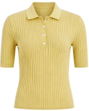 BITE STUDIOS Open-Rib Net-Finish Polo Shirt - Yellow