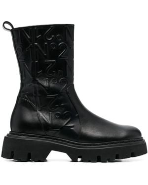 N°21 Logo-Embossed Combat Ankle Boots - Black