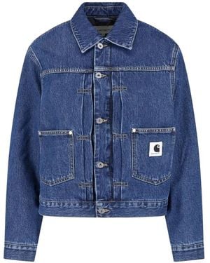 Carhartt Belmar Logo-Patch Denim Jacket - Blue