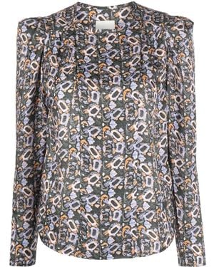 Isabel Marant Lensy Floral-Print Blouse - Black