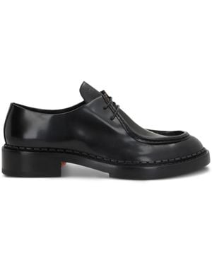 Santoni X 10 Corso Como Leather Derby Shoes - Black