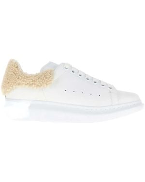 McQueen Leather Shearling Sneakers - White