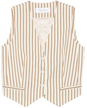 Max Mara Cotton And Silk Striped Vest - Natural