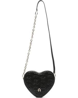 Aigner Fashion Quilted Heart-Shaped Shoulder Bag - White