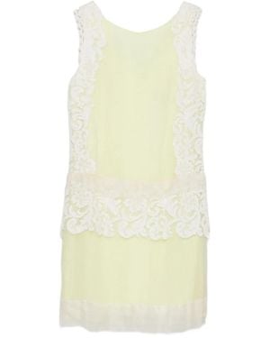 Gemy Maalouf Lace-Panelling Sleeveless Dress - Yellow