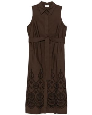 P.A.R.O.S.H. Collar Embellished Midi Dress - Brown