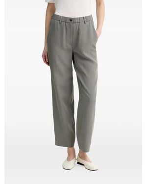 Marc O' Polo Elasticated-Waistband Logo-Patch Pants - Gray