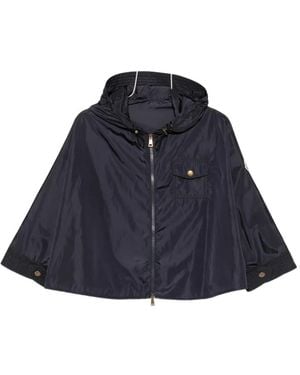 Moncler Cape Mit Logo-Patch - Blau