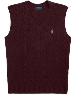 Polo Ralph Lauren Pull Sans Manches À Col V - Violet