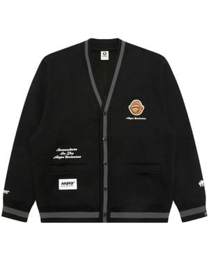 Aape By A Bathing Ape Aaper Logo-Patch Cardigan - Black