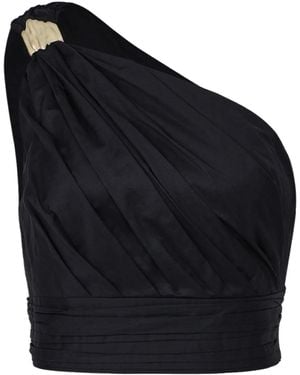 Aje. Clarity One-Shoulder Crop Top - Blue