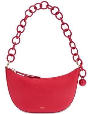 Furla Mini Sfera Chain-Embellished Crescent Bag - Red