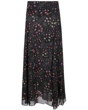 Isabel Marant Floral-Print Silk Skirt - Black