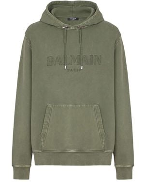 Balmain Sudadera con capucha y logo - Verde