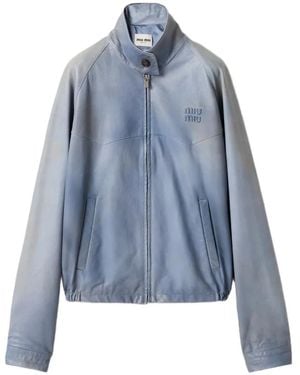 Miu Miu Nappa-Leather Jacket - Blue