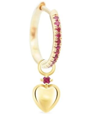 Yi Collection Ruby Heart Charm Hoop Earrings - Metallic