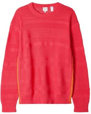 Paul Smith Pull Rayé En Maille Ajourée - Rouge