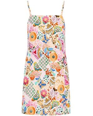 Seafolly Beach Boheme Bandeau Printed Linen Mini Dress - White