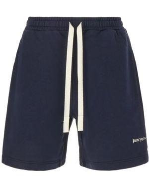 Palm Angels Logo-Embroidered Bermuda Shorts - Blue