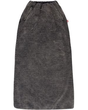 DIESEL Distressed Cotton Straight Skirt - Gray