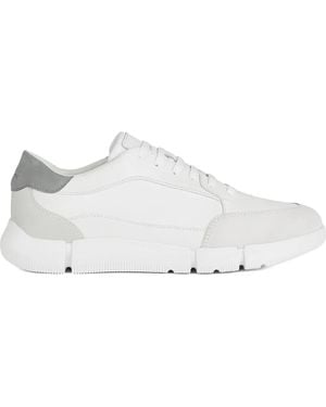Geox U Adacter Leather Suede Panel Trainers - White