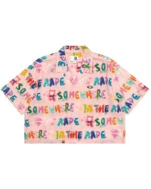 Aape By A Bathing Ape Short-Sleeve Graphic-Print Shirt - Pink