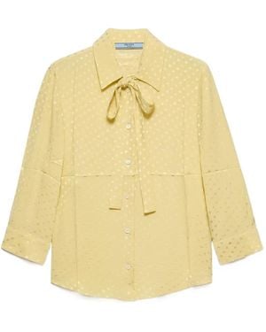 Prada Polka-Dot Satin Shirt - Yellow