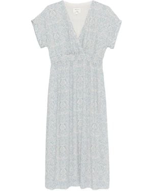 MAISON 123 Reve Paisley-Print V-Neck Midi Dress - White