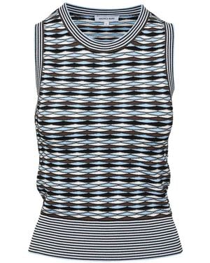 Veronica Beard Jerrel Cropped Knit Top - Blue