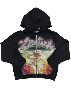 Mixed Emotions Hoodie Zippé À Imprimé Graphique Et Strass - Black
