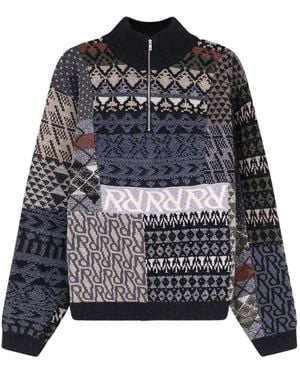 Represent Patchwork Intarsia-Knit Jumper - Black