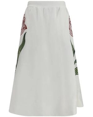 FARM Rio Falda Midi Con Bordado Floral - Gris