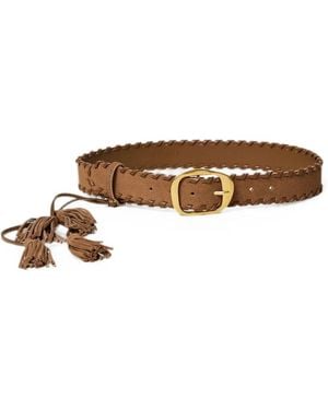 Twinset Suede Belt With Tassels - White