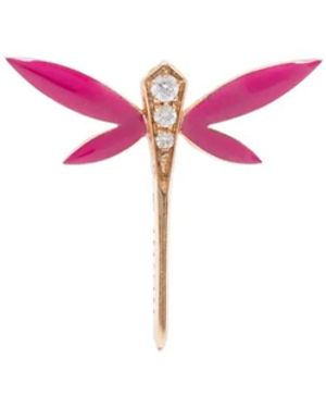 Anapsara 18Kt Dragonfly Gelbgoldohrstecker Mit Diamant - Pink