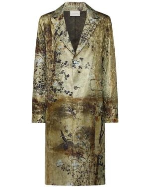 Pierre Louis Mascia Abrigo Jp682Dox Con Estampado Floral - Verde