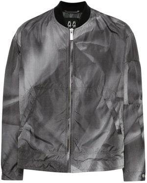 44 Label Group Crinkle Graphic-Print Bomber Jacket - Grey