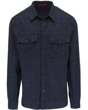 Isaia チェック シャツジャケット - ブルー