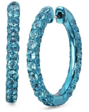 Graziela Three-Sided Topaz Hoop Earrings - Blue