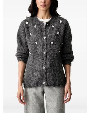 Silvian Heach Cardigan À Ornements De Cristaux En Maille Brossée - Black