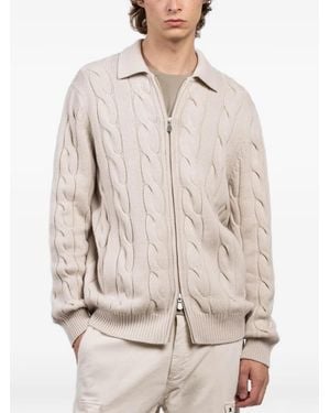 Gran Sasso Cable-Knit Zip Jumper - Natural