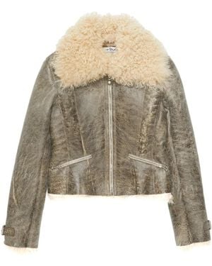 Acne Studios Leather Shearling Jacket - Natural